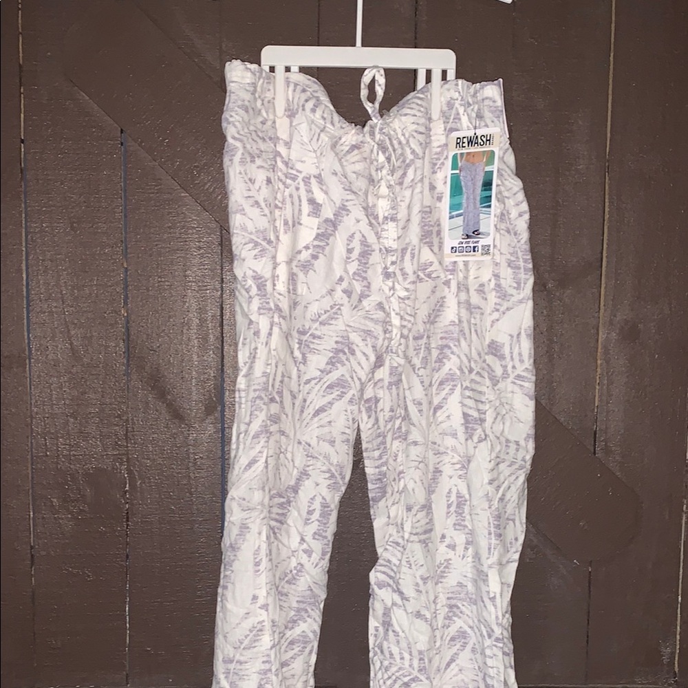 Rewash White and Purple Boot Cut Pants